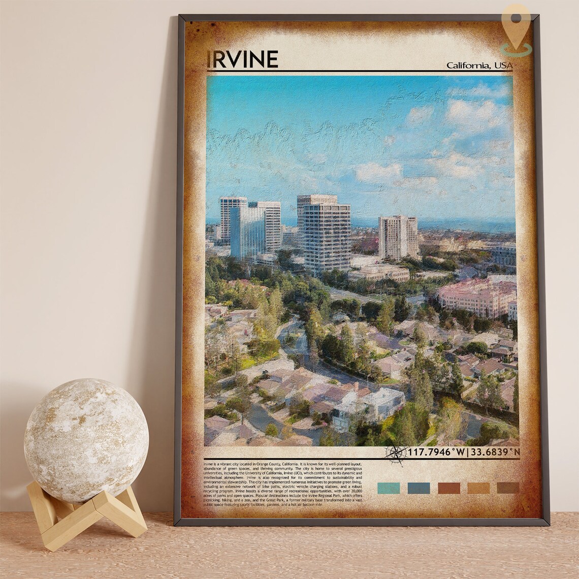 Irvine California USA City Skyline Orange County Urban Travel Poster - Image 4