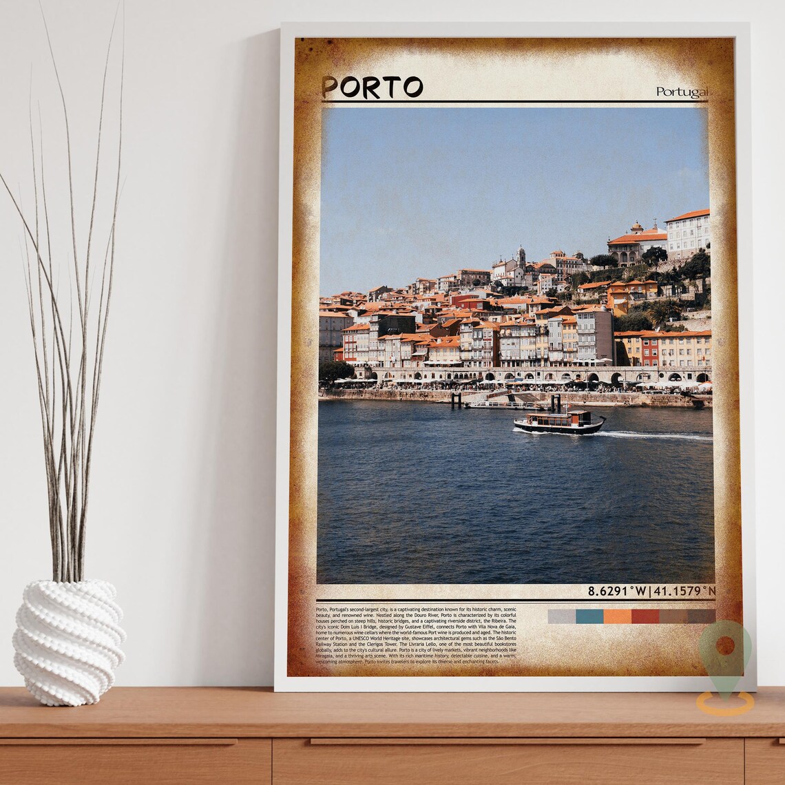 Porto Portugal Douro River Waterfront Colorful Houses Photo Poster - Image 3