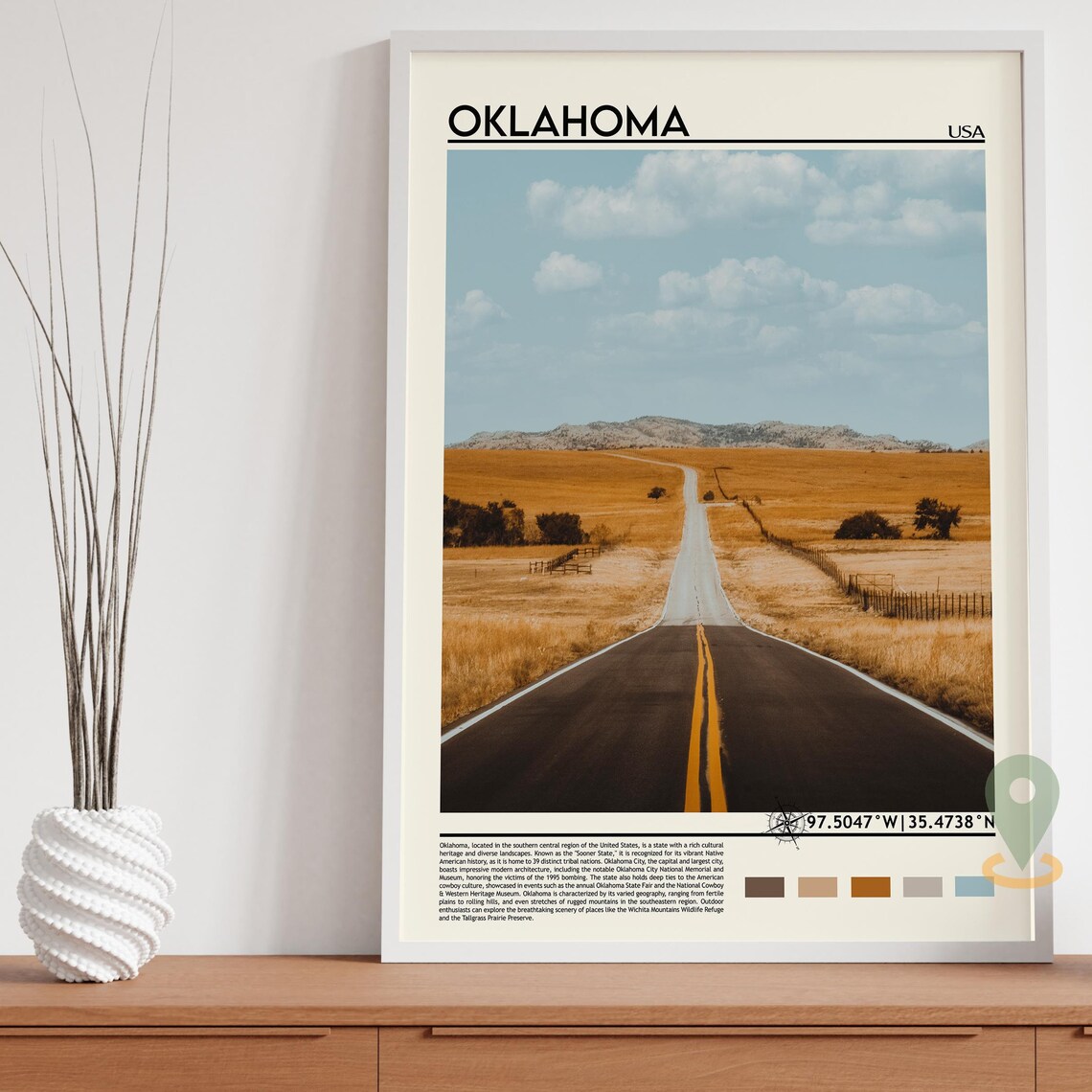 Oklahoma USA Open Highway Golden Prairie Road Trip Travel Poster - Image 3