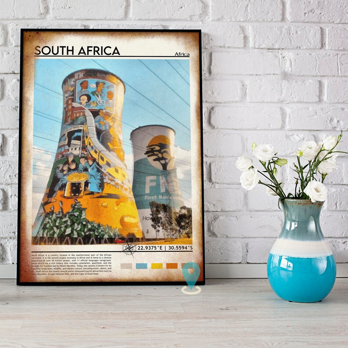 South Africa Orlando Towers Mural Johannesburg Travel Poster - Image 4