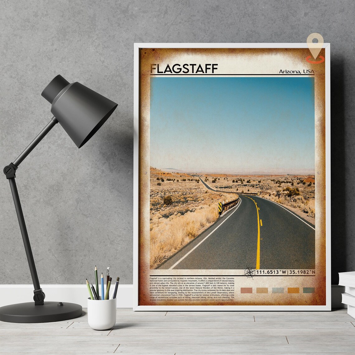Flagstaff Arizona USA Desert Highway Open Road Vintage Poster - Image 4