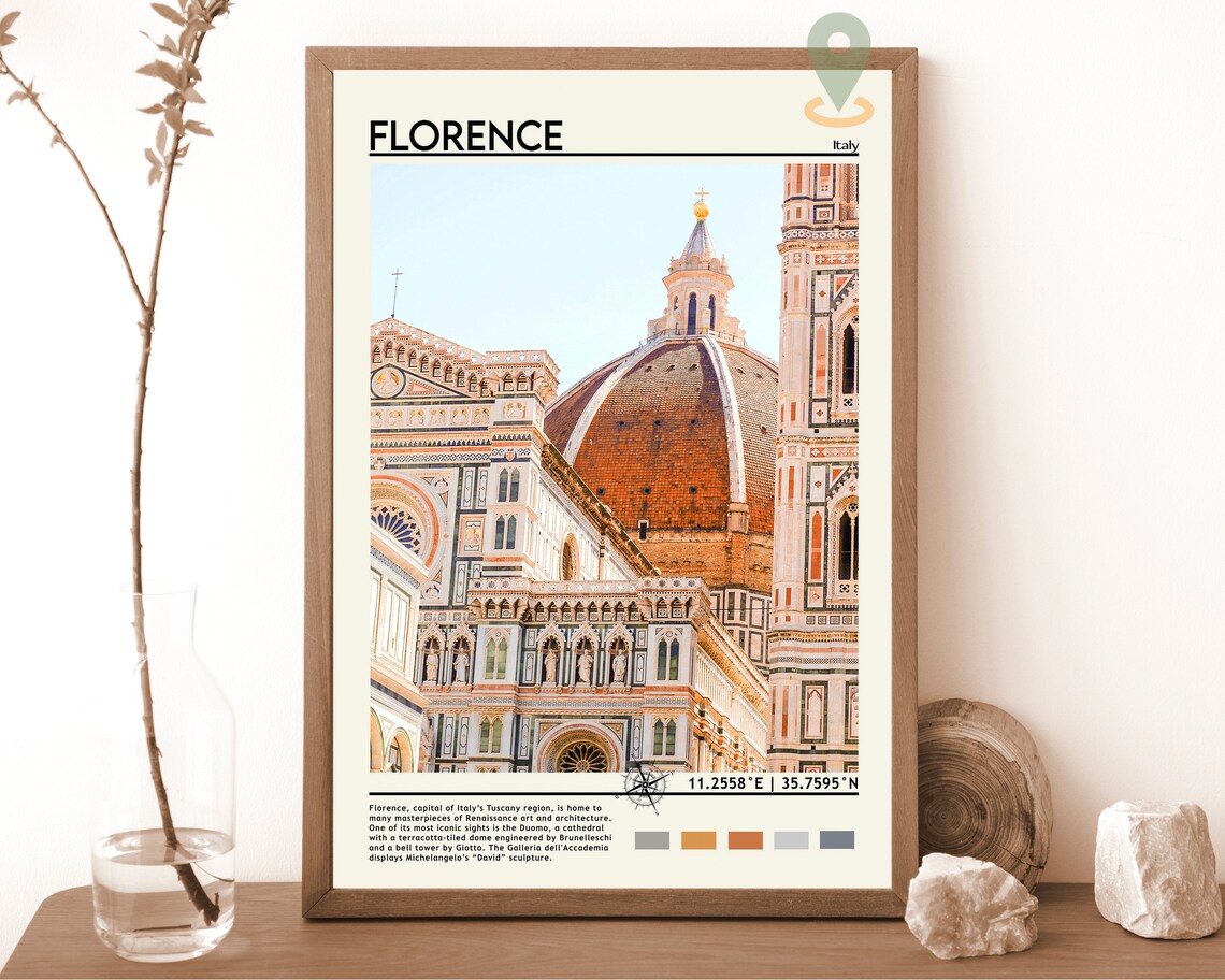 Florence Italy Duomo Brunelleschi Dome Travel Poster Renaissance