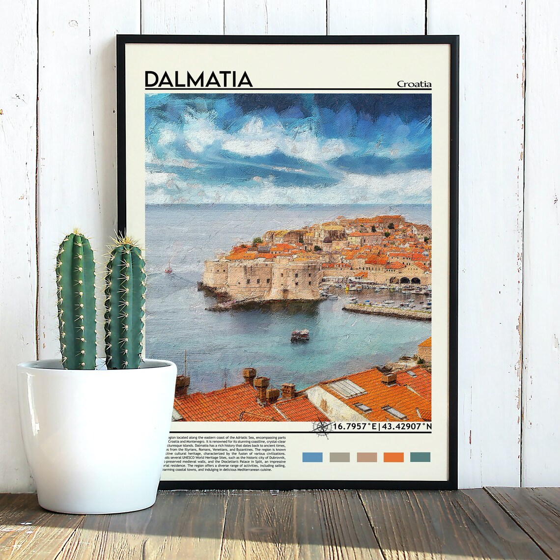 Dalmatia Croatia Dubrovnik Old Town Walls Painting Travel Poster - Image 3
