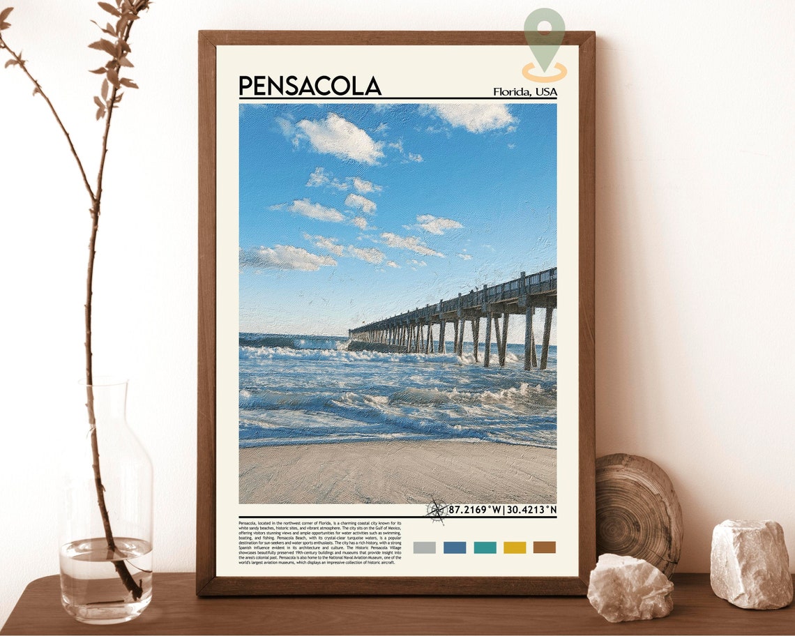 Pensacola Print Pensacola Poster Pensacola Wall Art Pensacola Travel Pensacola Art Print Pensacola Artwork Pensacola Photo Florida