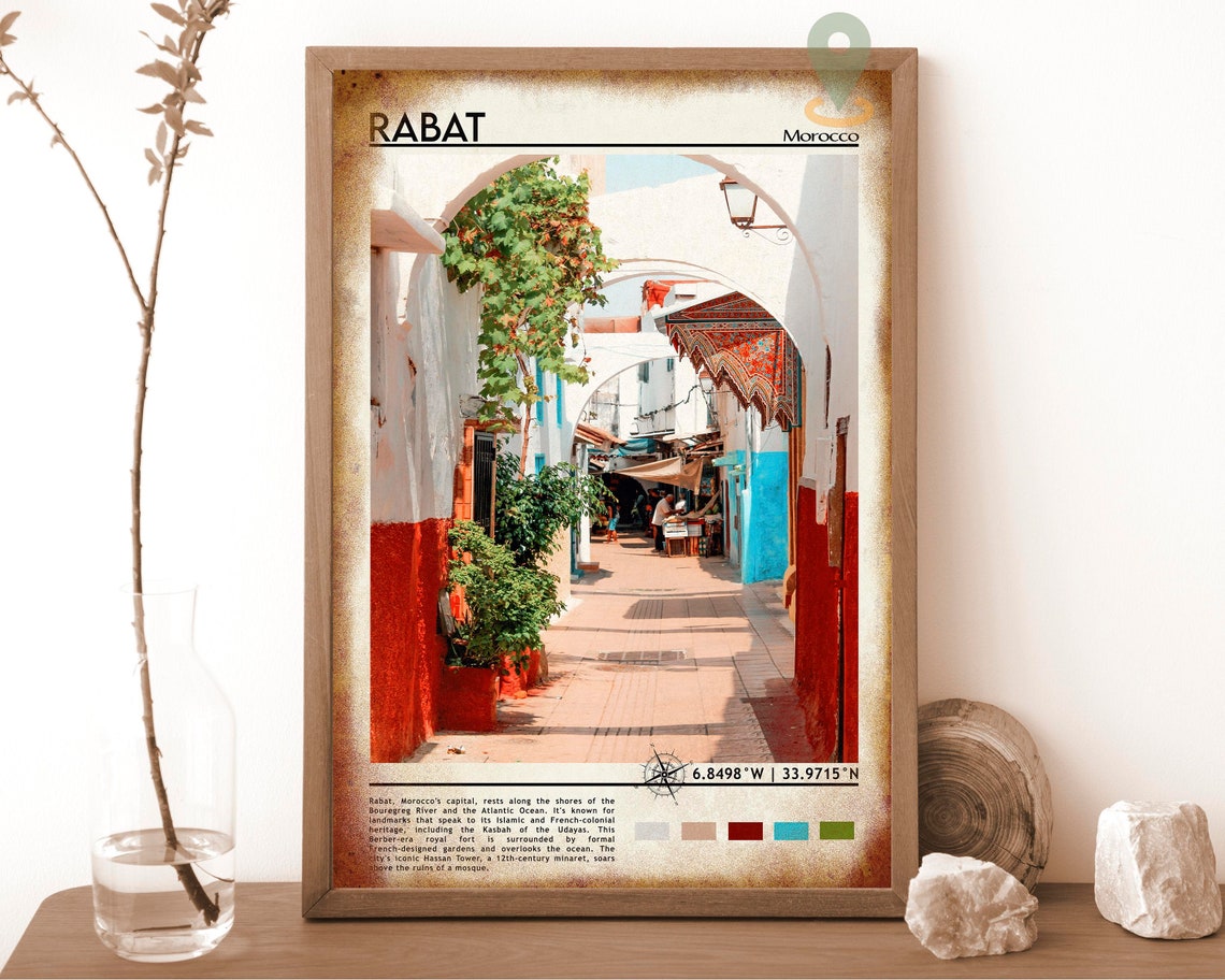 Rabat Morocco Kasbah Arch Sunlit Old Medina Street Scene Poster - Image 6