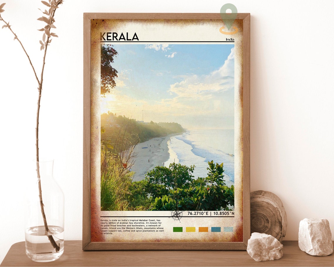 Kerala Print Vintage Poster Kerala Wall Art Kerala Poster Kerala Photo Kerala Poster Print Kerala Wall Dcor India Poster India Art - Image 6