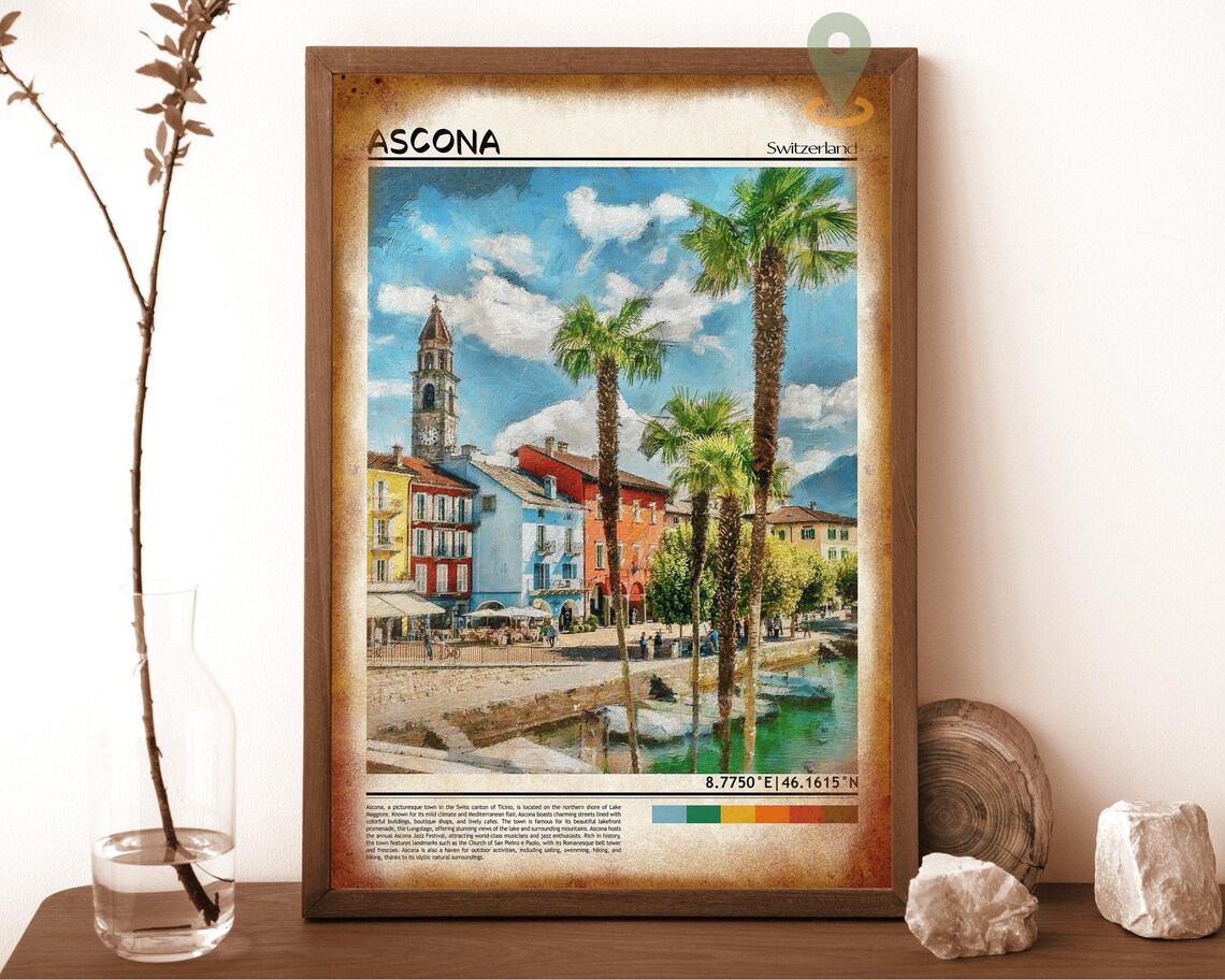 Ascona Switzerland Lake Maggiore Colorful Waterfront Photo Poster - Image 6