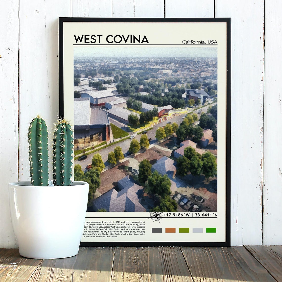 West Covina Print West Covina Poster West Covina Wall Art West Covina Travel West Covina Art Print West Covina Artwork California Art - Image 3