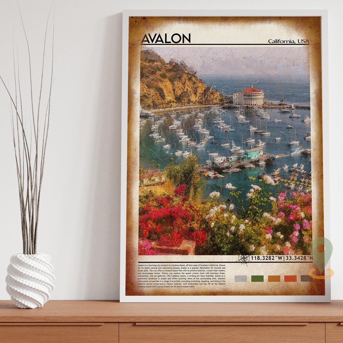 Avalon California Catalina Island Harbor Casino View Travel Poster - Image 4