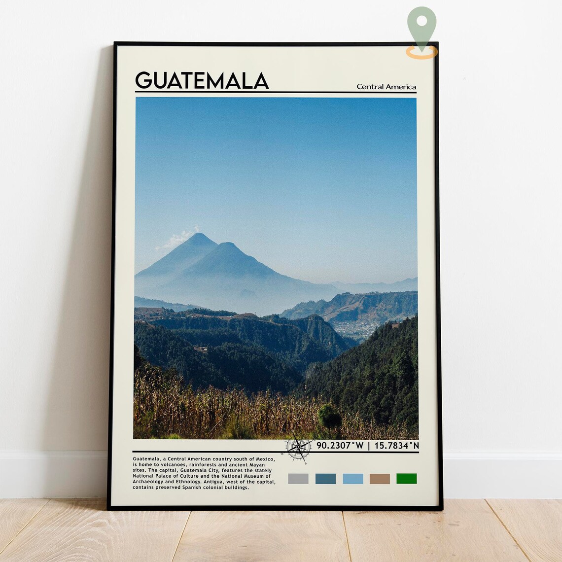 Guatemala Central America Twin Volcanoes Misty Highlands Poster - Image 2