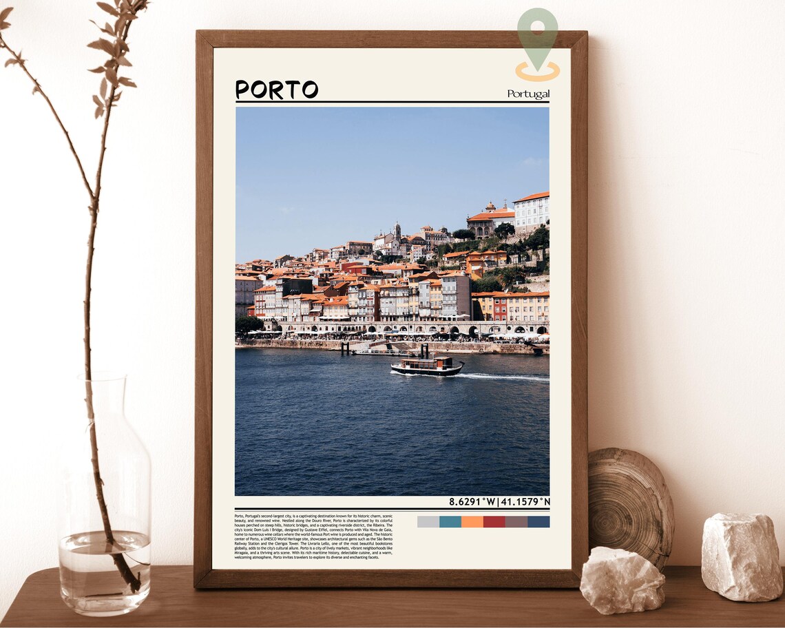 Porto Portugal Douro River Waterfront Colorful Houses Photo Poster