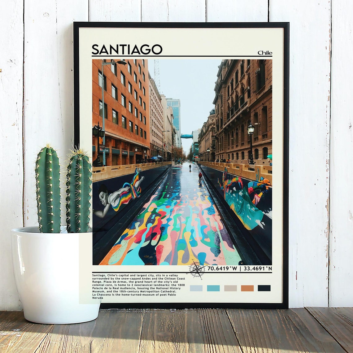 Santiago Print Vintage Poster Santiago Art Santiago Poster Santiago Photo Santiago Poster Print Santiago City Chile - Image 5