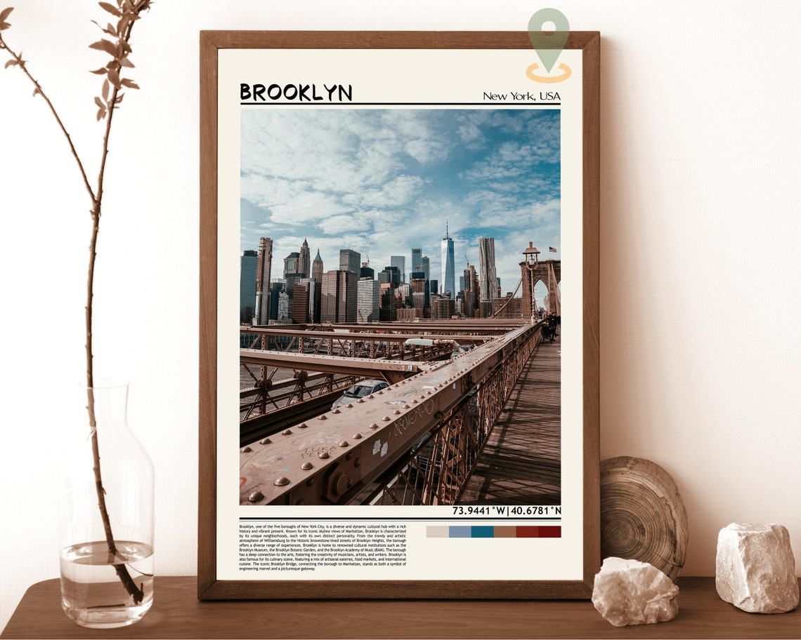 Brooklyn Bridge Manhattan Skyline Sunset Walkway View Poster