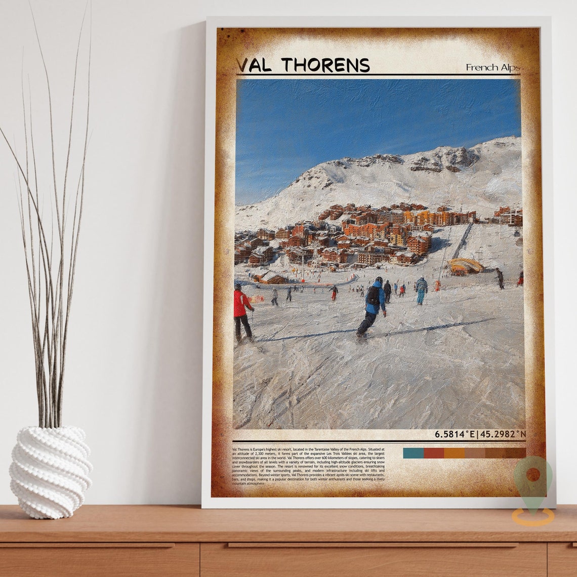 Val Thorens French Alps Ski Resort Village Winter Scene Poster - Image 3
