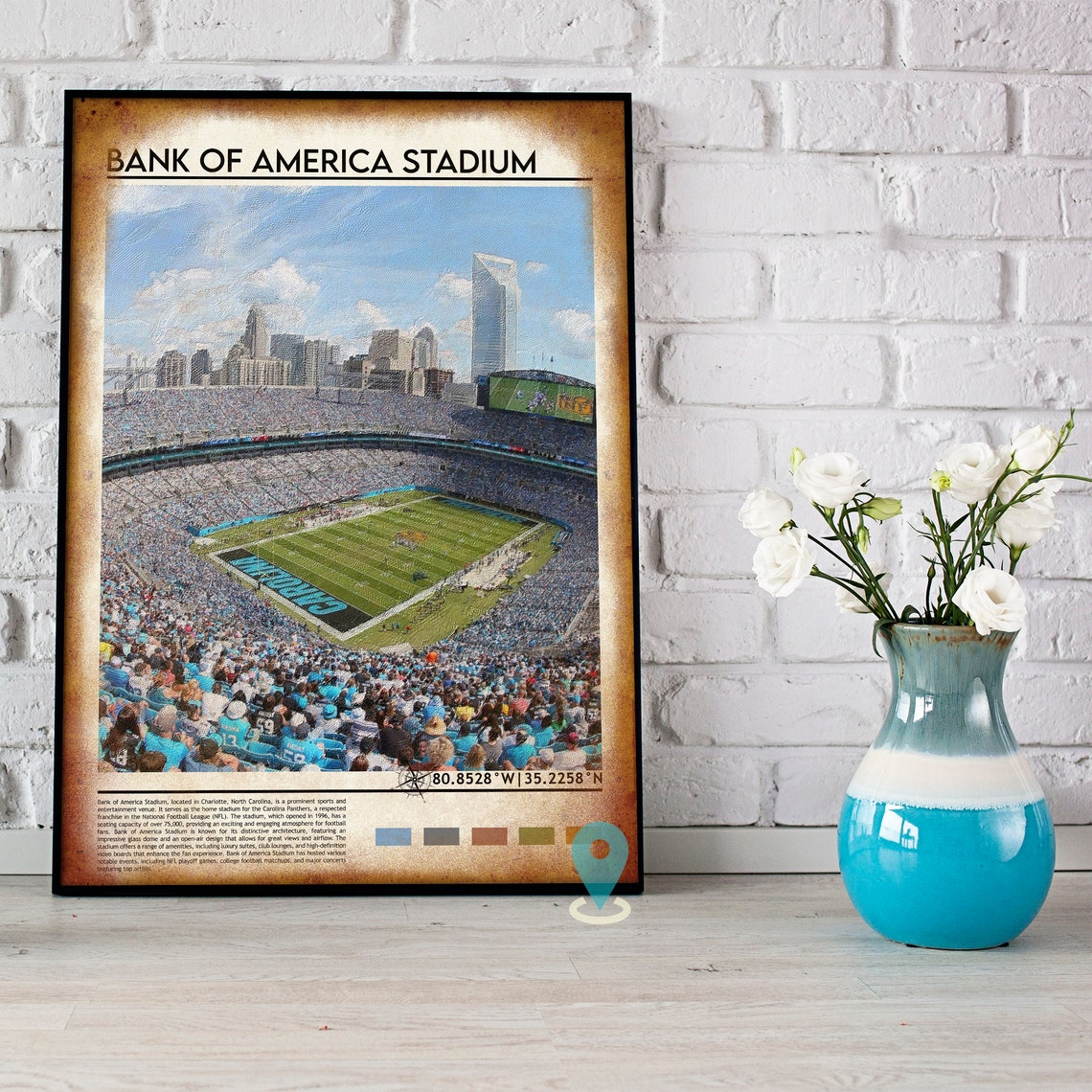 Bank Of America Stadium Art Print Panthers Football Stadium Football Field Decoration Gift Watercolor Decor Football Poster Print - Image 4