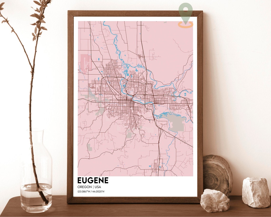 Eugene Oregon USA Night Street Map Dark Modern City Art Poster - Image 5