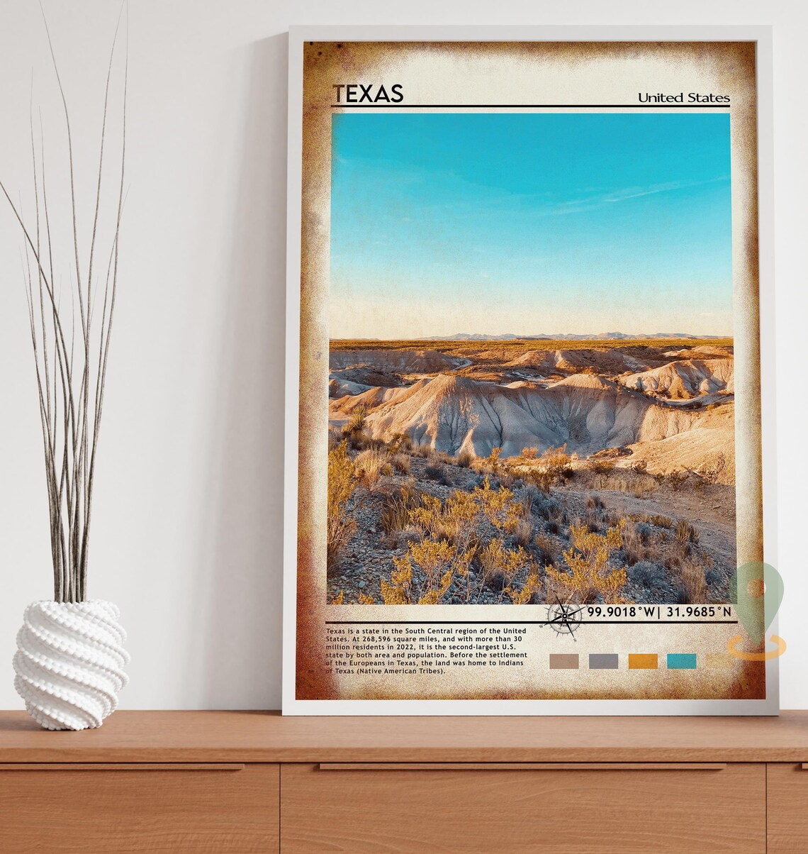 Texas USA Vast Desert Canyon Sunset Landscape Photo Art Poster - Image 4