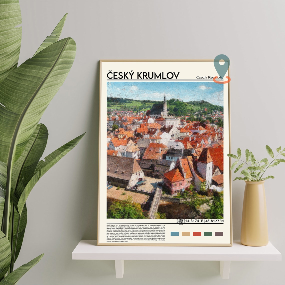 Cesky Krumlov Czech Republic Medieval Old Town Aerial Poster - Image 5