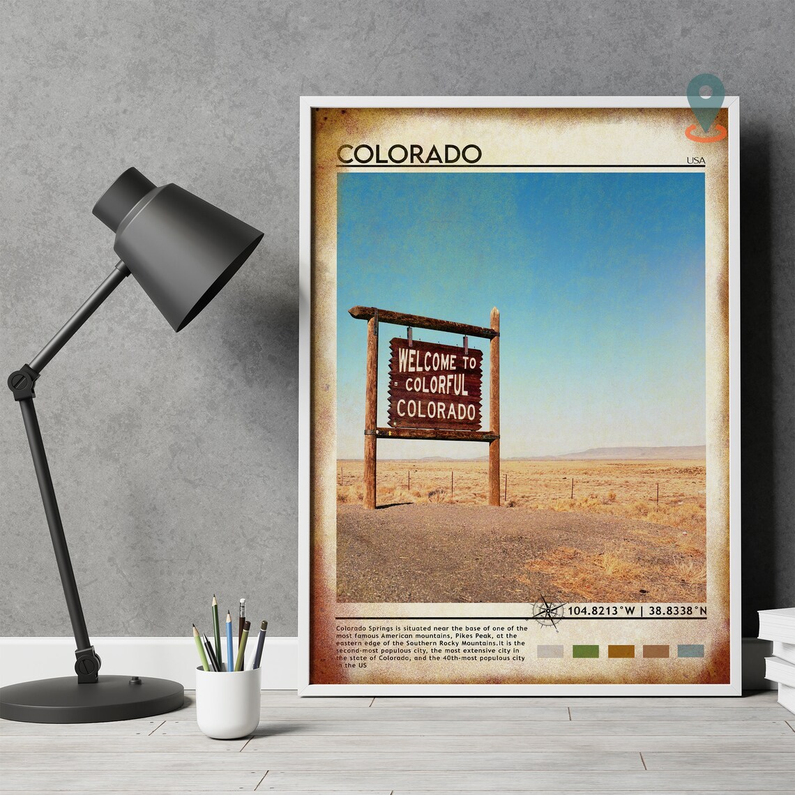 Colorado USA Colorful Welcome Sign Desert View Poster for Road Trip Lovers - Image 5