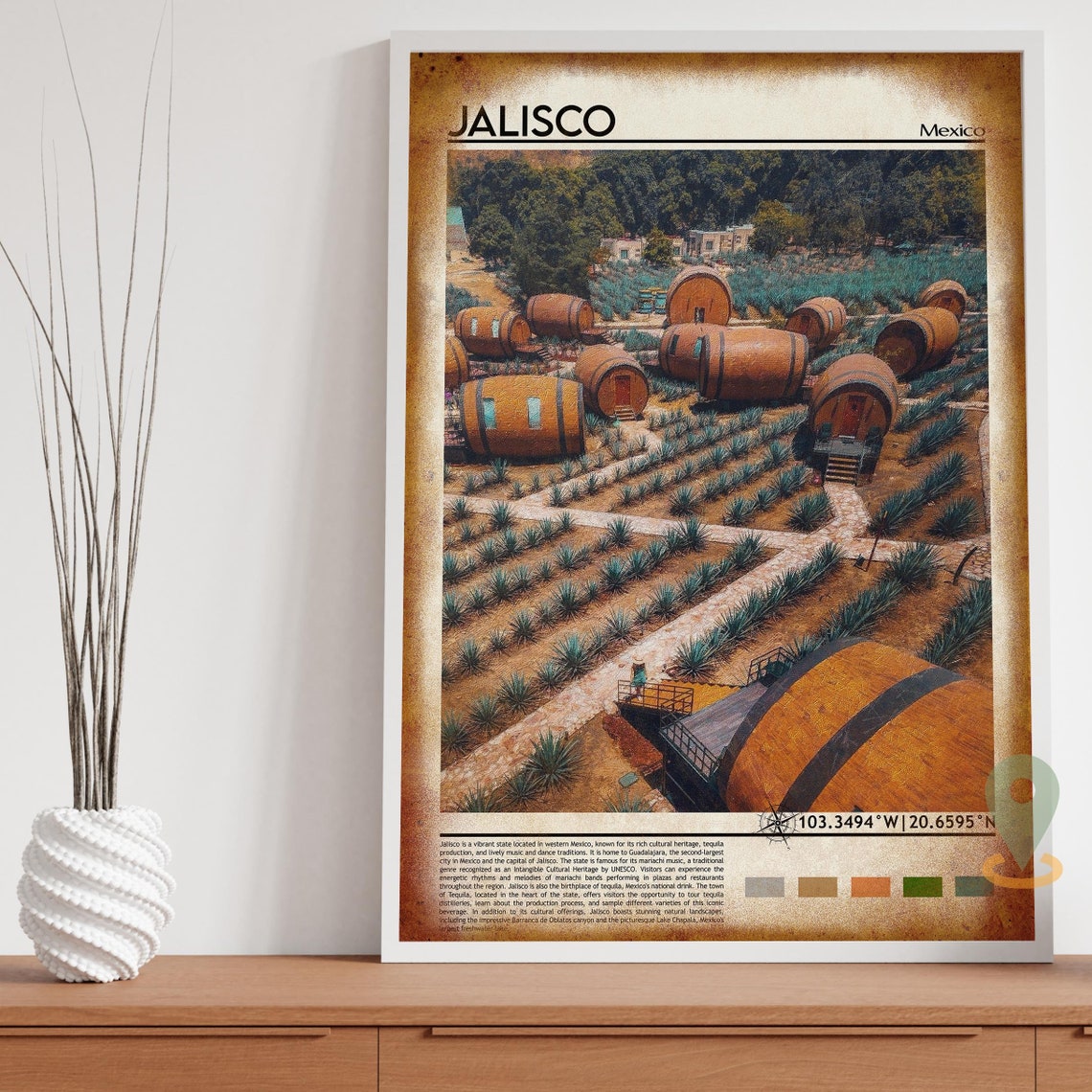 Jalisco Mexico Agave Fields Tequila Barrels Region Travel Poster - Image 5