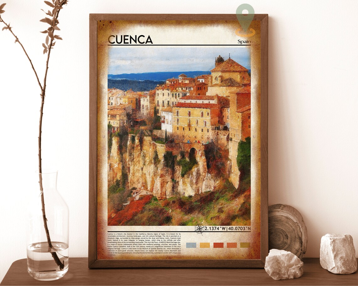 Cuenca Spain Hanging Houses Cliffside Old Town Travel Poster - Image 6