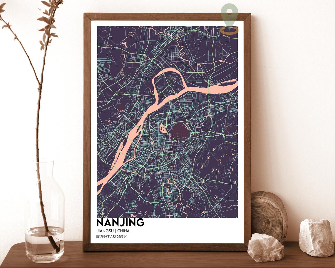 Nanjing Map Nanjing Map Print Nanjing Wall Art Nanjing Travel Poster Nanjing Poster Nanjing Photo Nanjing City Map Nanjing China Art - Image 3