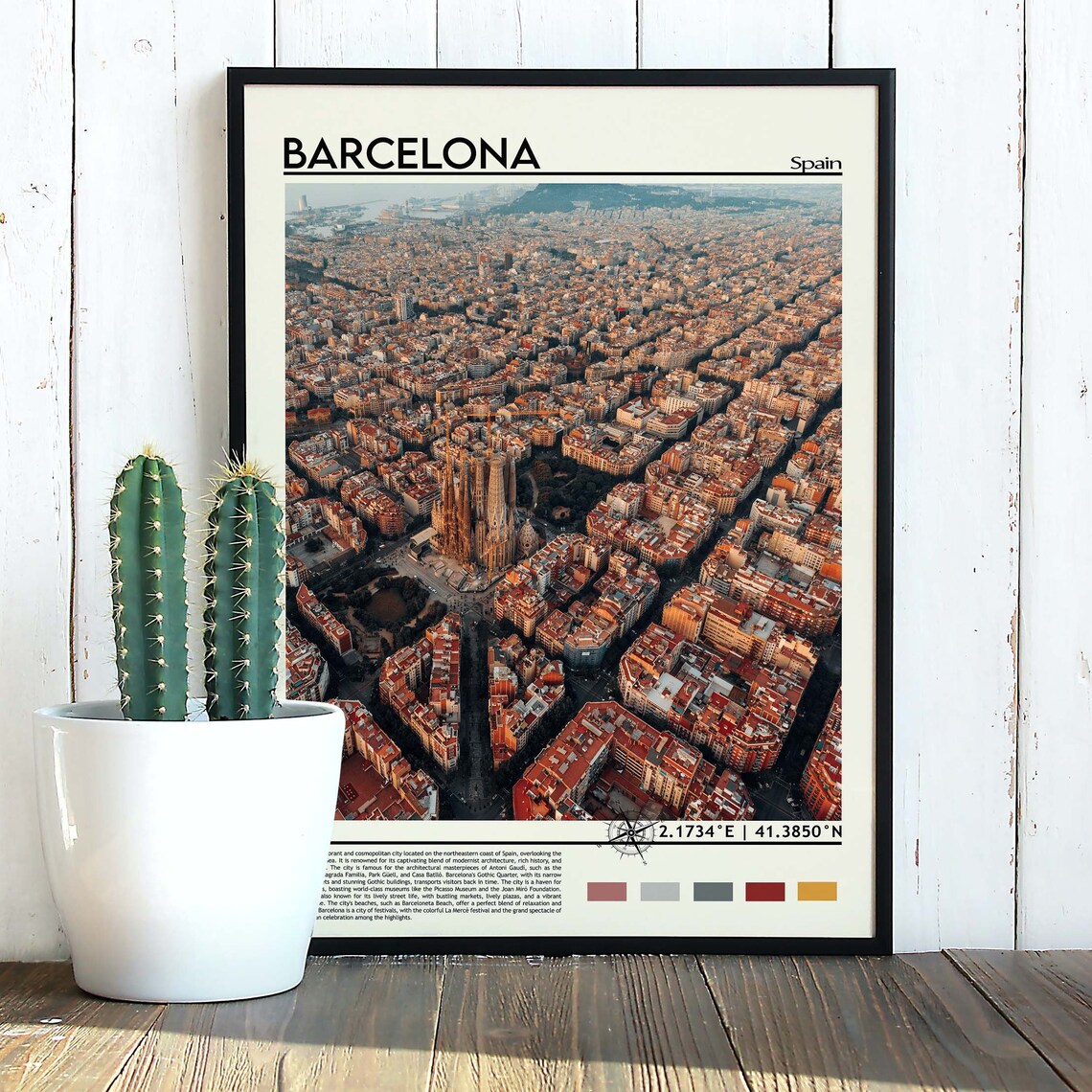 Barcelona Spain Aerial View Sagrada Familia Cityscape Travel Poster - Image 3