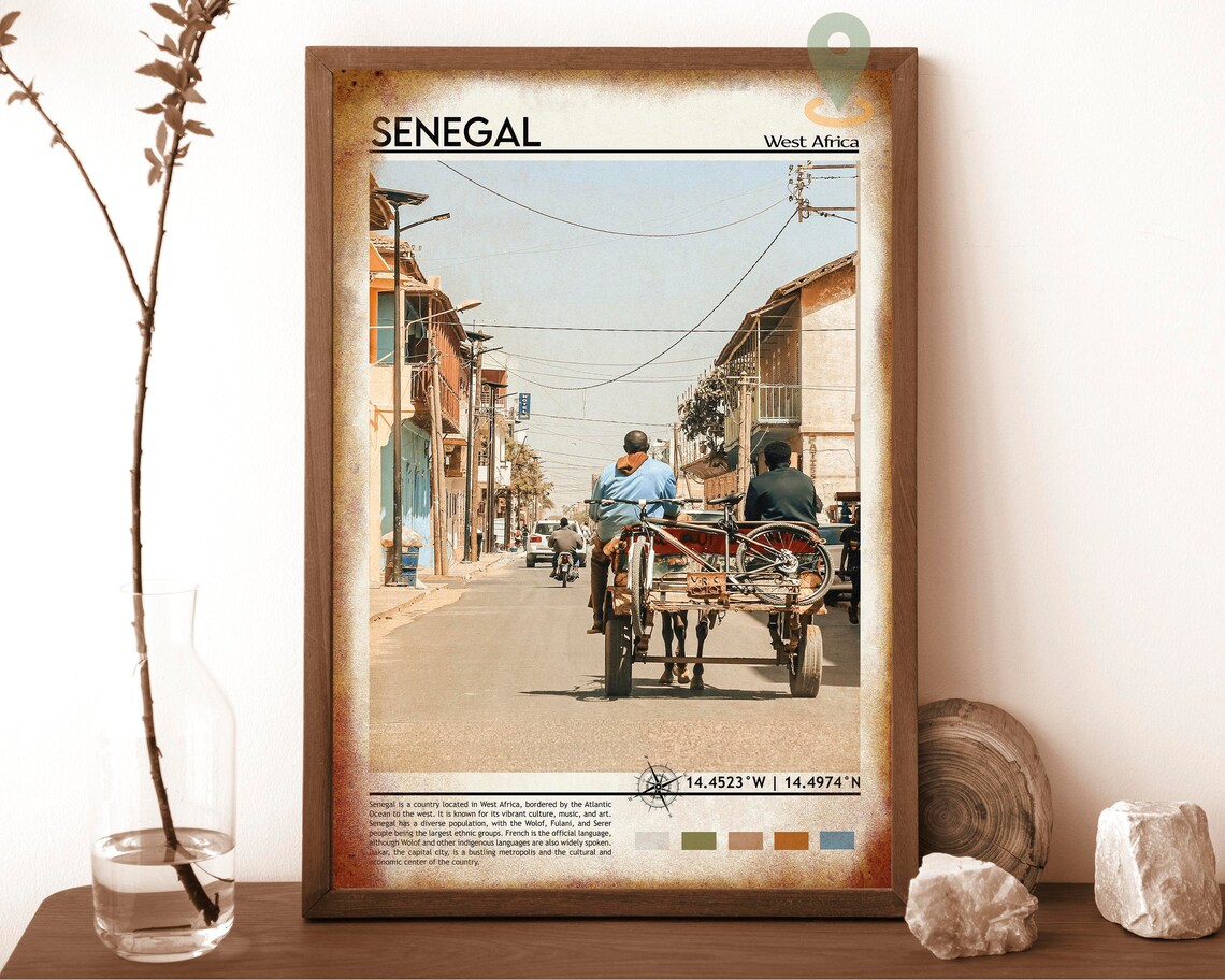 Senegal West Africa Horse Cart Street Scene Daily Life Poster - Image 6