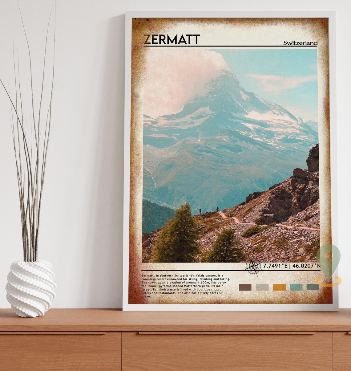 Zermatt Print Vintage Zermatt Poster Zermatt Art Zermatt Poster Zermatt Photo Zermatt Poster Print Switzerland Poster Travel Gift - Image 4