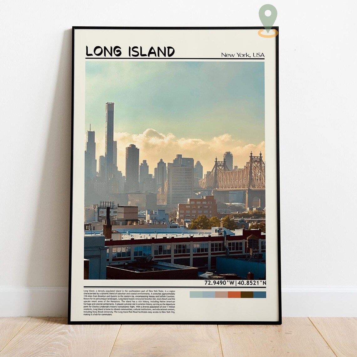 Long Island New York City Skyline Queensboro Bridge Travel Poster - Image 2