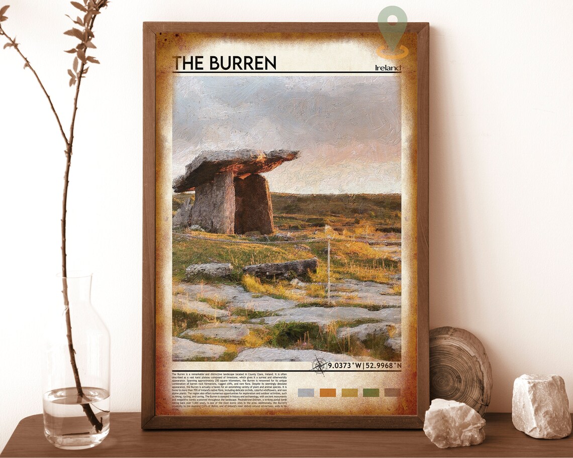 The Burren Ireland Poulnabrone Dolmen Limestone Sunset Travel Poster - Image 6
