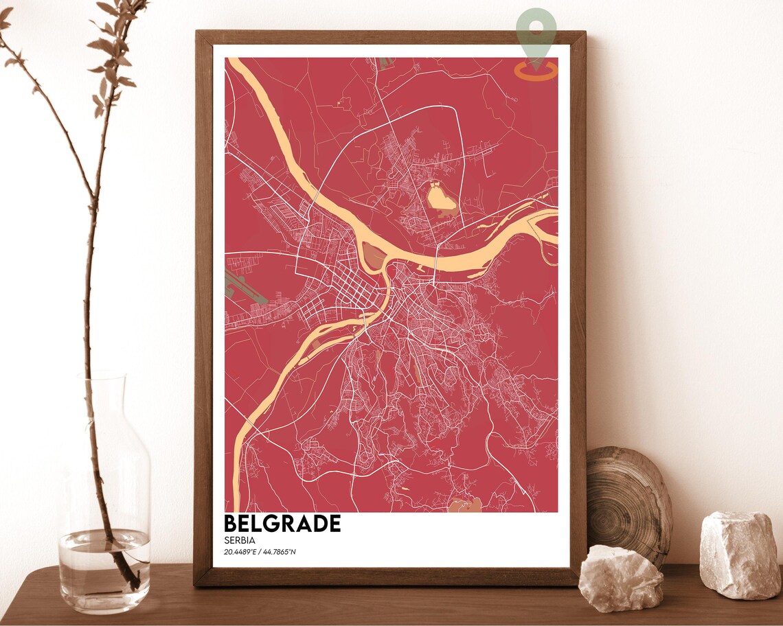 Belgrade Serbia Emerald Green Danube River City Map Decor Poster - Image 4