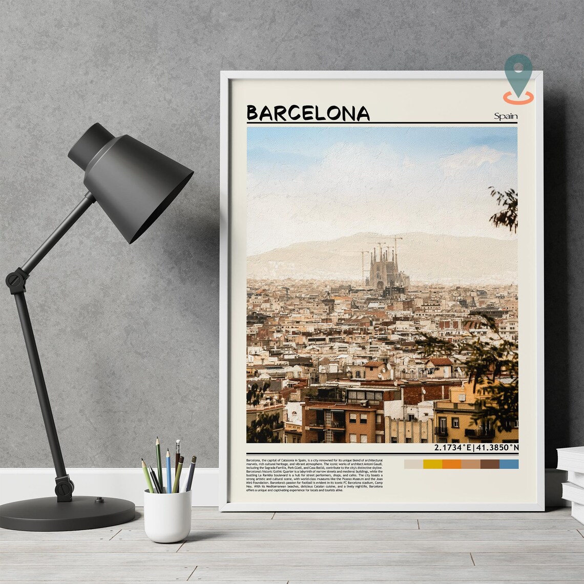 Barcelona Spain Sagrada Familia Rooftop View Panorama Poster - Image 4