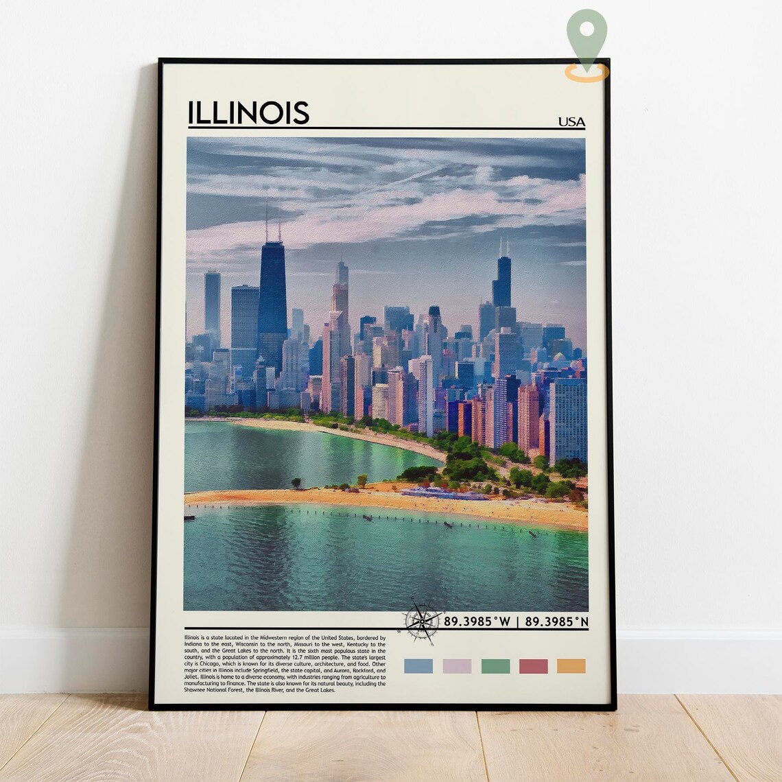 Illinois Chicago Skyline Lake Michigan Shoreline City USA Poster - Image 2