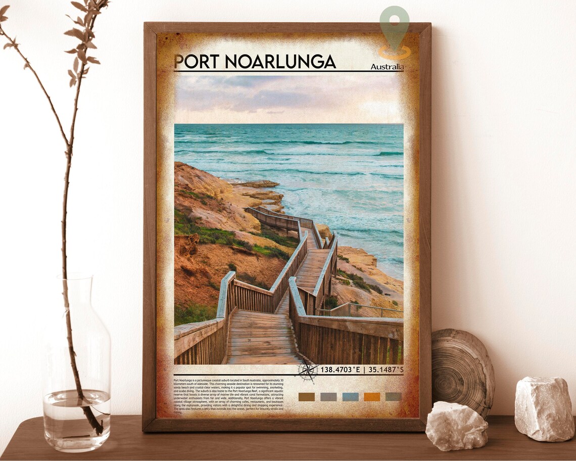 Port Noarlunga Australia Coastal Boardwalk Beach Ocean Photo Poster - Image 6
