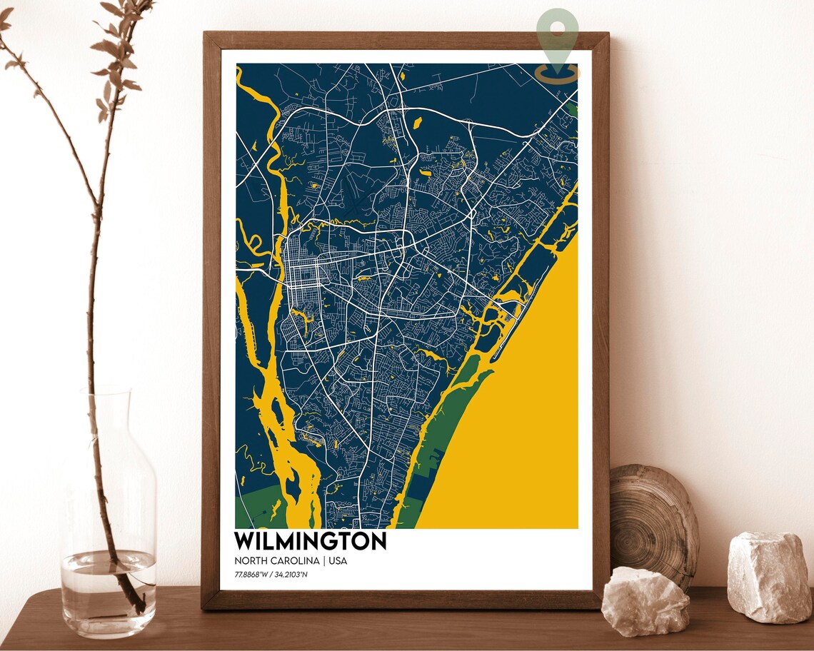 Wilmington North Carolina USA Coastal City Map Street Art Poster - Image 2