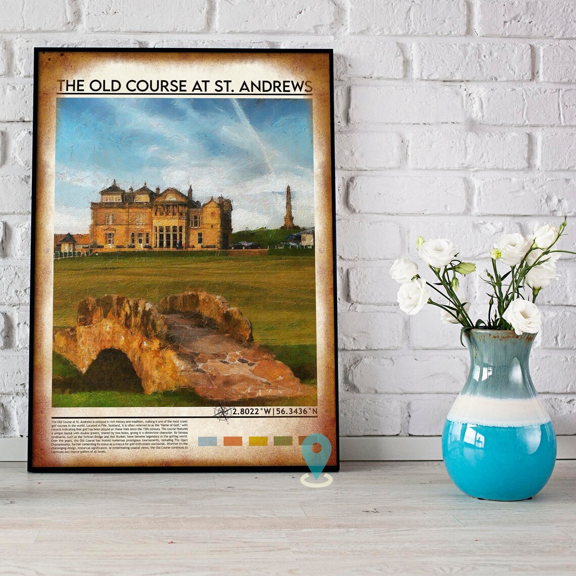 St Andrews Old Course Swilcan Bridge Golf Clubhouse Art Poster - Image 3