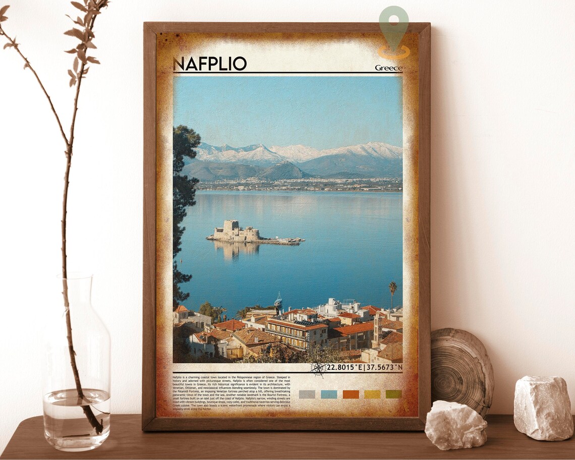Nafplio Greece Coastal Town Fortress Island Harbor Travel Poster - Image 6
