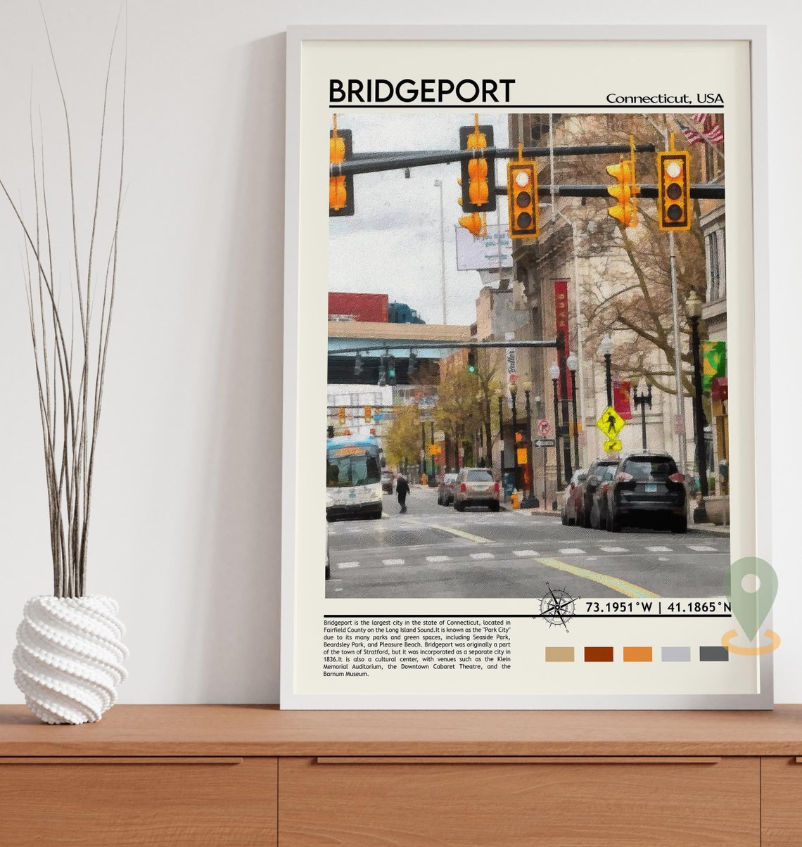 Bridgeport Print Bridgeport Poster Bridgeport Wall Art Bridgeport Travel Bridgeport Art Print Bridgeport Bridgeport Connecticut Print - Image 5