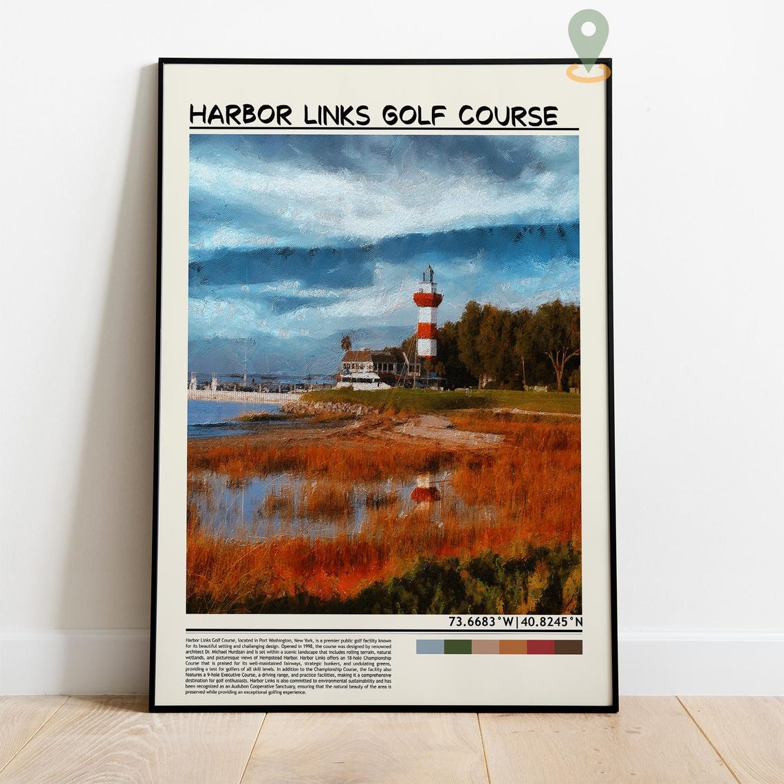 Harbor Links Golf Course Lighthouse Wetland Reflection Poster - Image 4