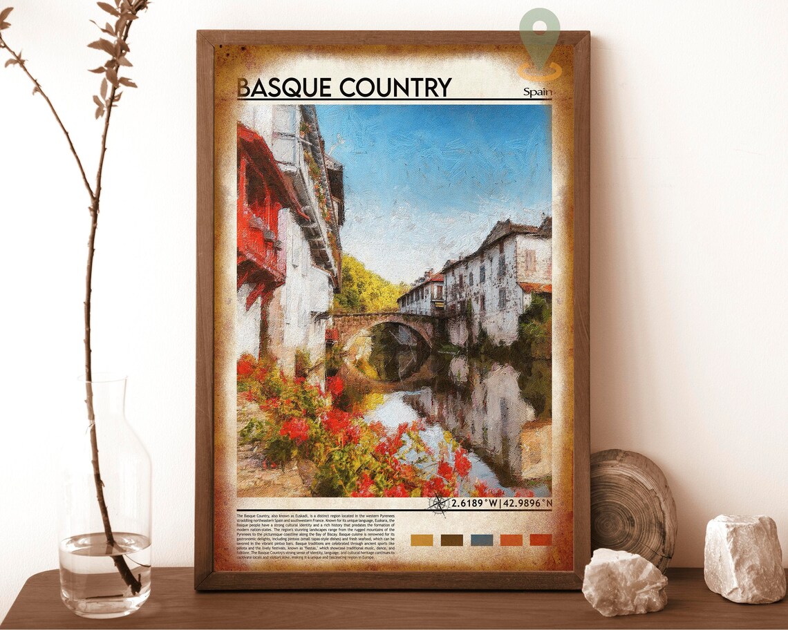 Basque Country Spain Flower Canal Village Photo Travel Wall Art - Image 6