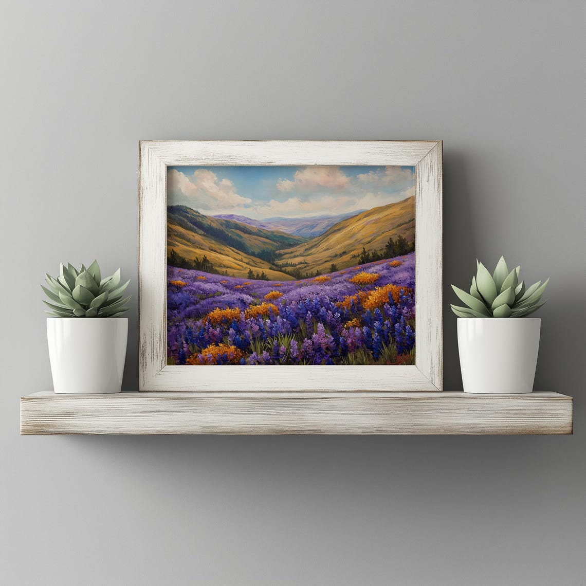 Violet Lupine Valley Wildflower Meadow Rustic Countryside Poster