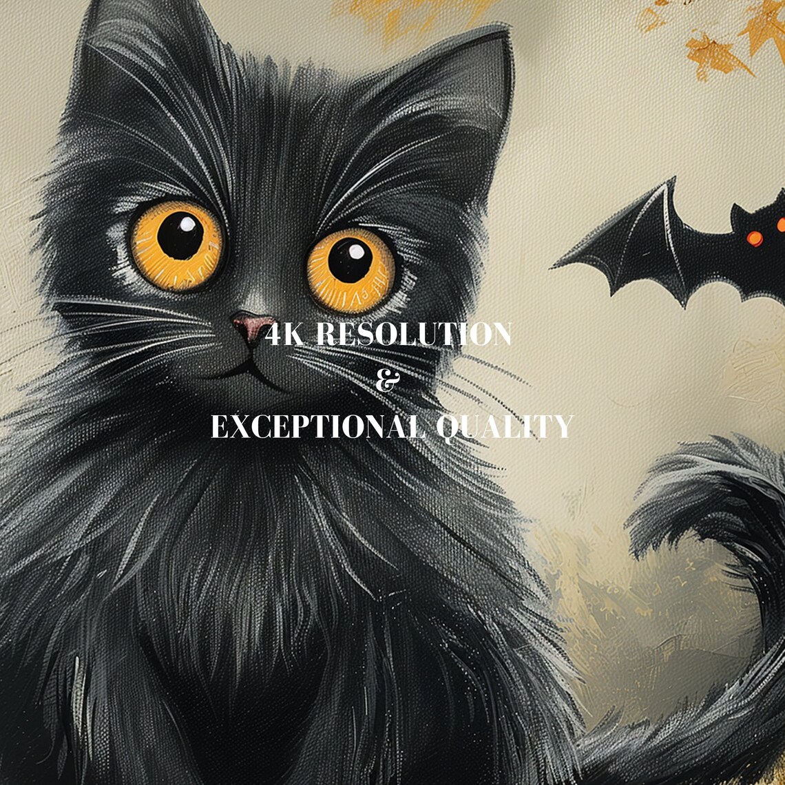 Halloween Haunted Forest Cat Art Print, Vintage Gothic - Image 7