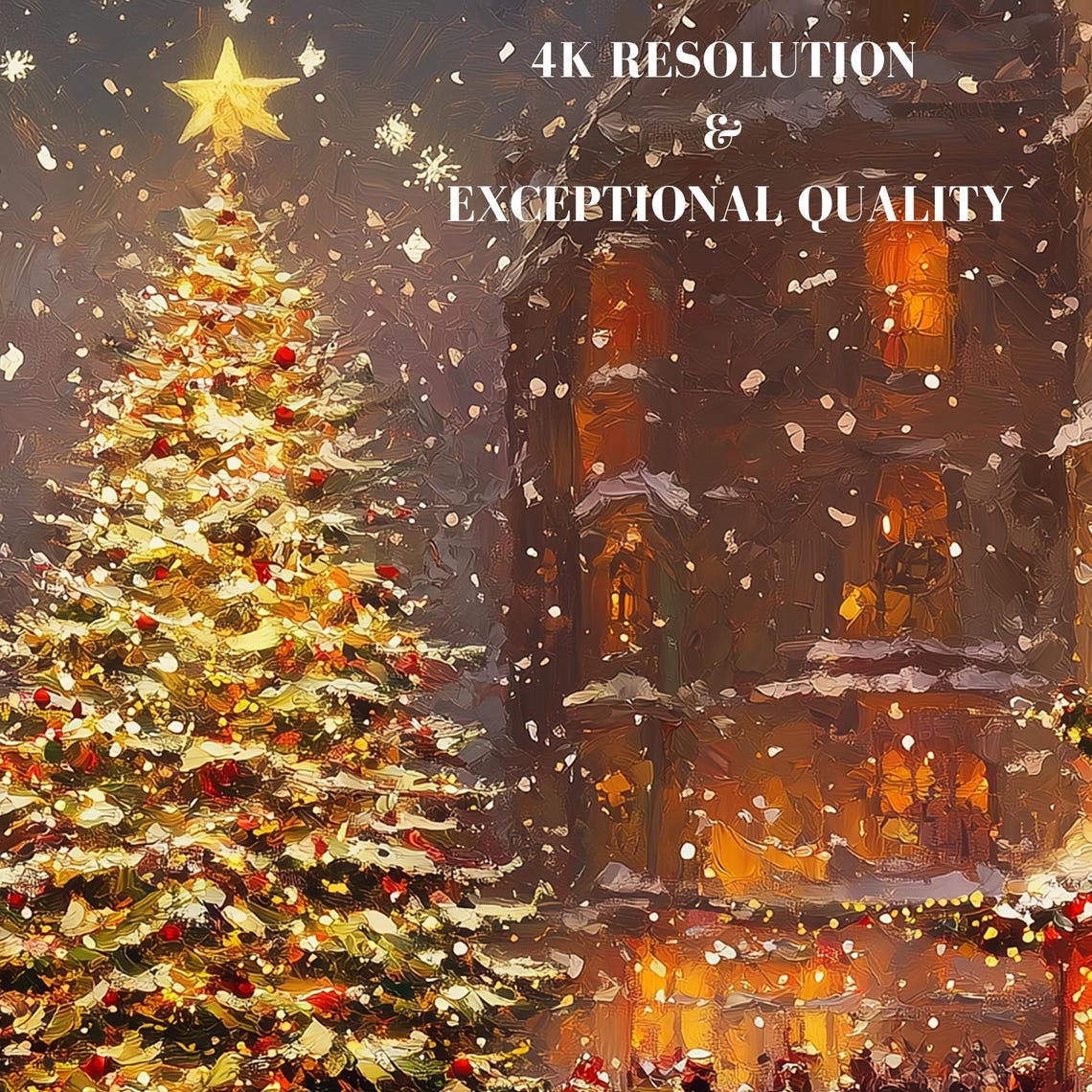 Christmas Tree Gifts Snowy Town Square Winter Night Market Poster - Image 7