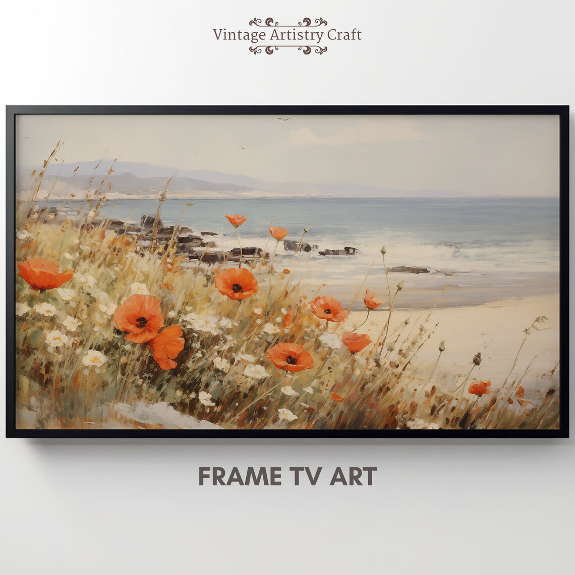 Seaside Flowers Wildflower Field Neutral Art Print - Image 7