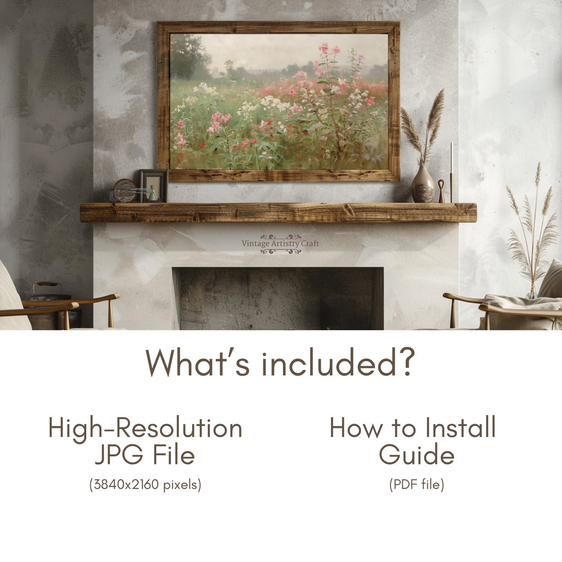 Pink Wildflowers Frame Tv Art Spring Field Of Flowers Vintage Meadow Floral Tv Art Spring Decor Vintage Farmhouse Tv Art - Image 5