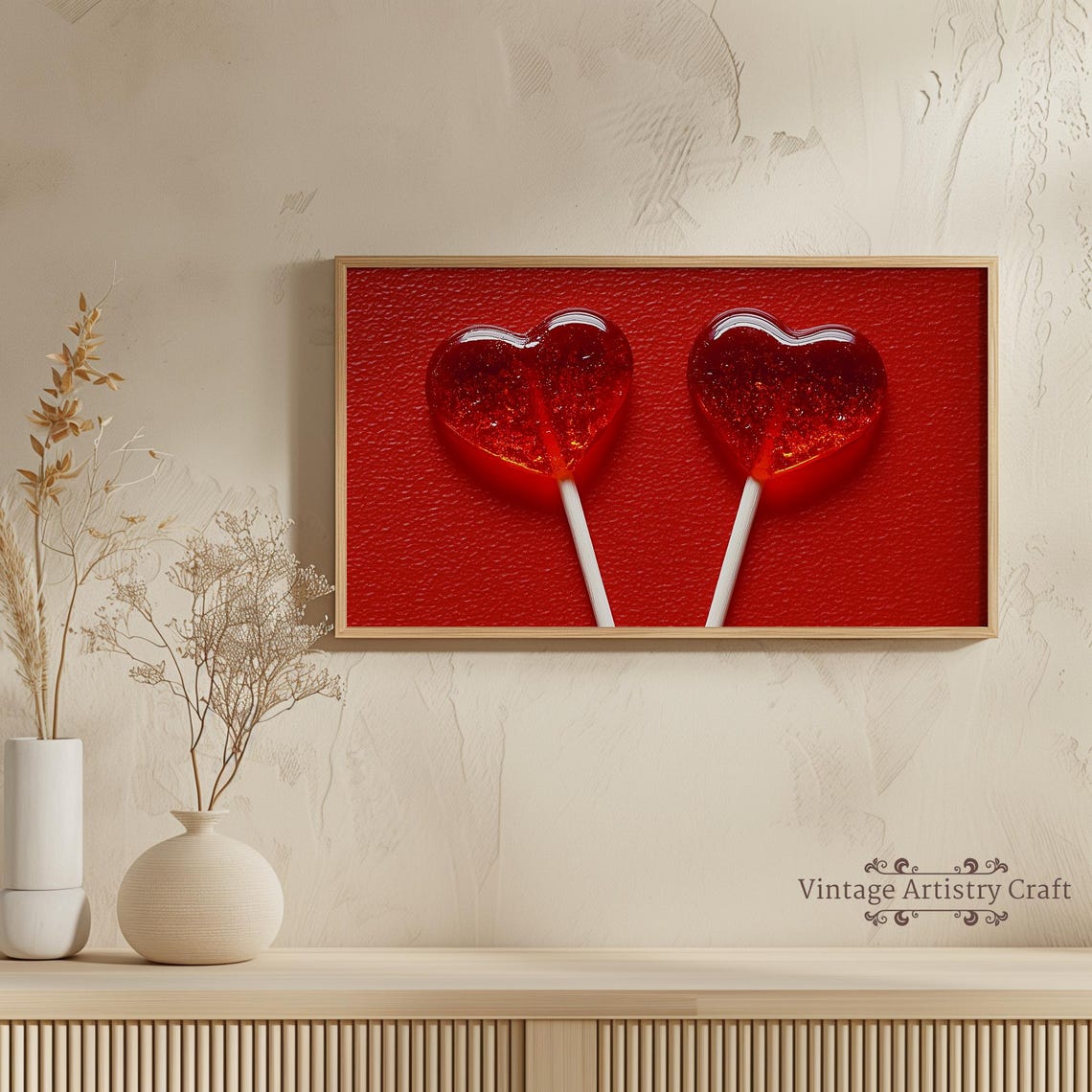 Glistening Red Heart Candy Lollipops Valentine Sweet Romance Poster - Image 4