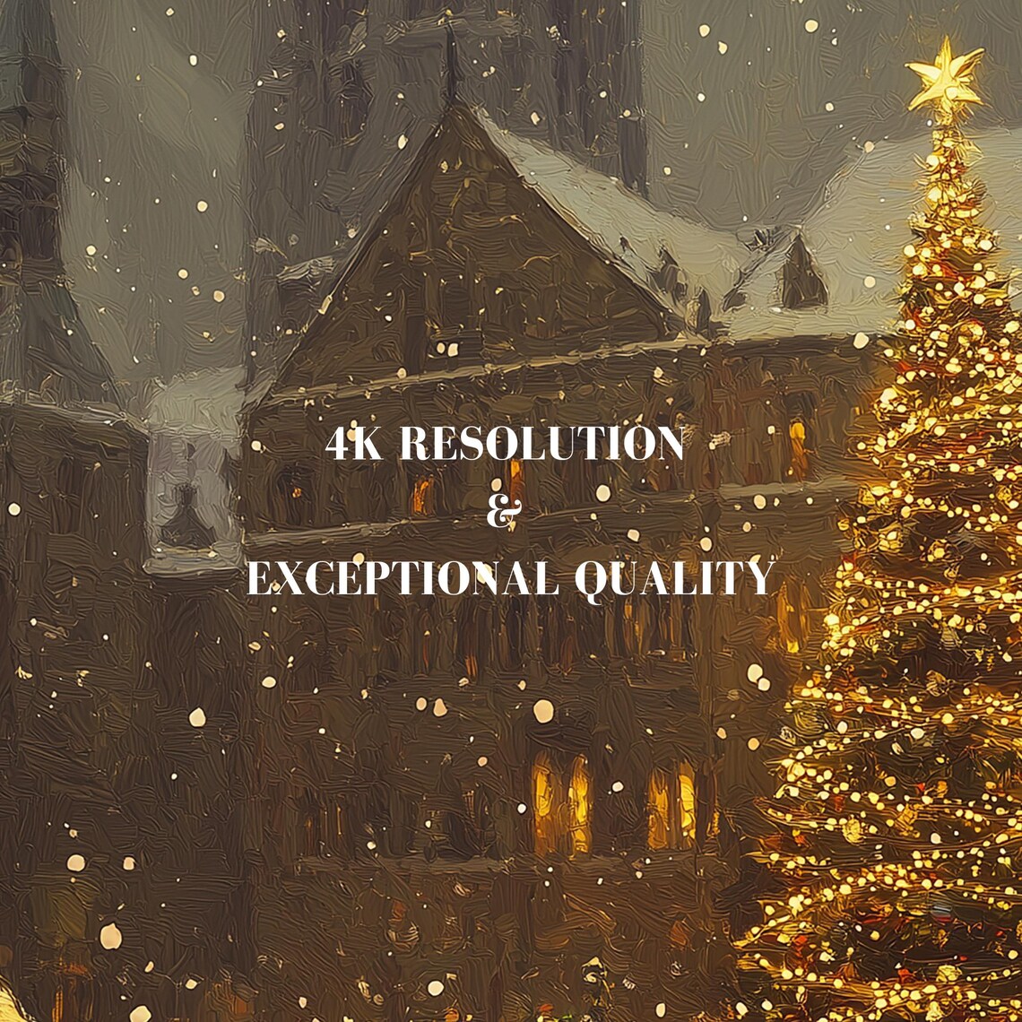 Old Town Christmas Tree Night Market Snowfall Vintage Poster - Image 7