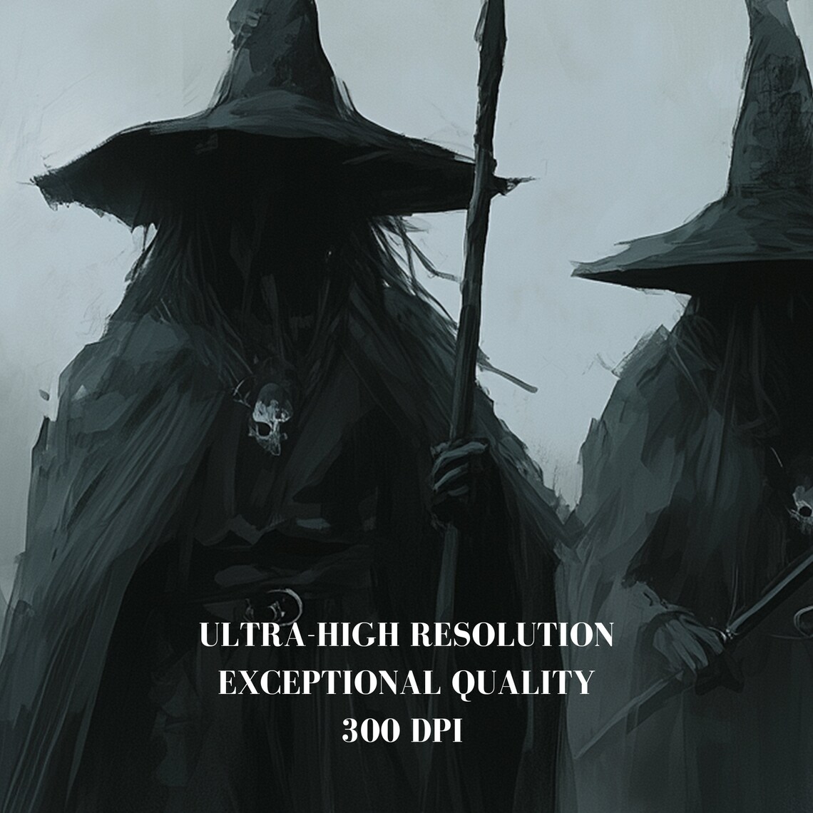 Three Dark Witches in Fog Gothic Halloween Witchy Spooky Wall Art - Image 6