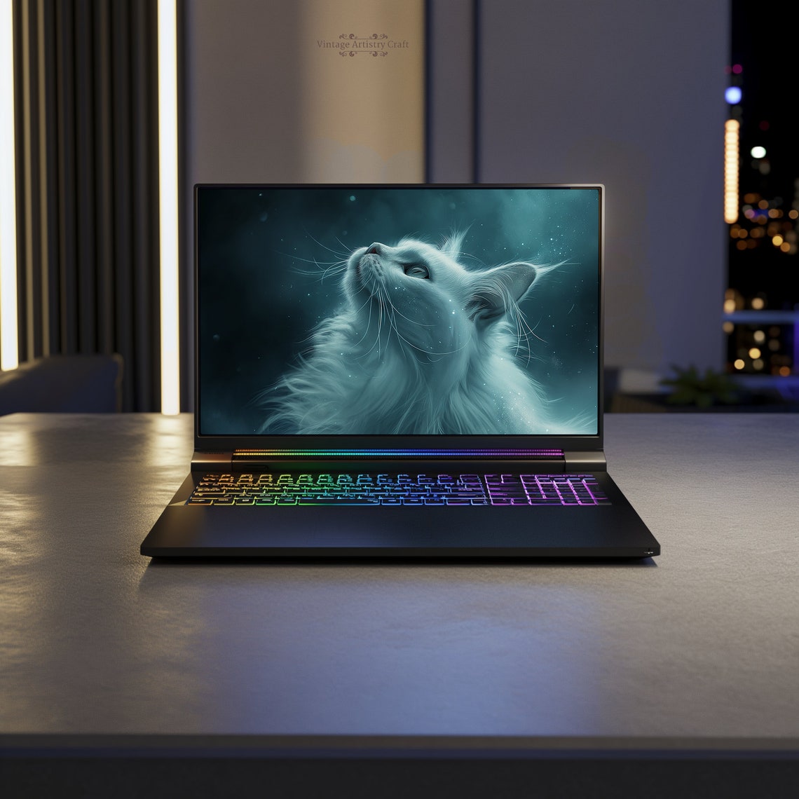 Cosmic Cat Aesthetic Desktop Wallpaper 4k Pc Macbook Laptop Imac Cute Minimalist Kitten Desktop Background Hq Hd Instant - Image 8